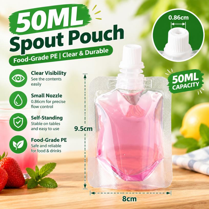 Food-Grade PE Spout Pouch Self-Standing Beverage Bag with Small Nozzle