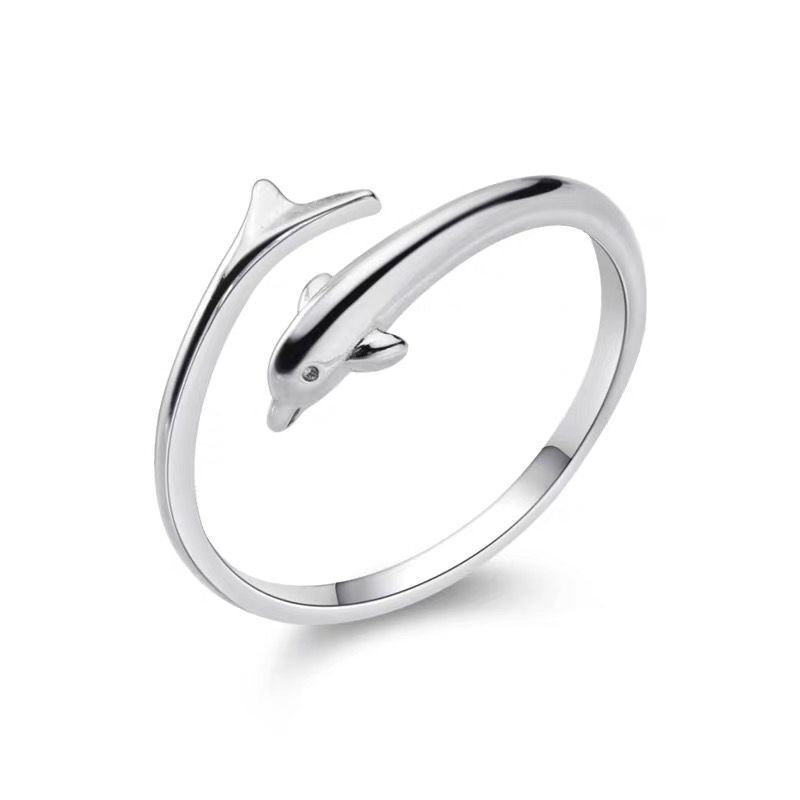 

Ring - Female Ocean Fish Smooth Surface Ring - Little Dolphin Girl Open Mouth Hand Decoration