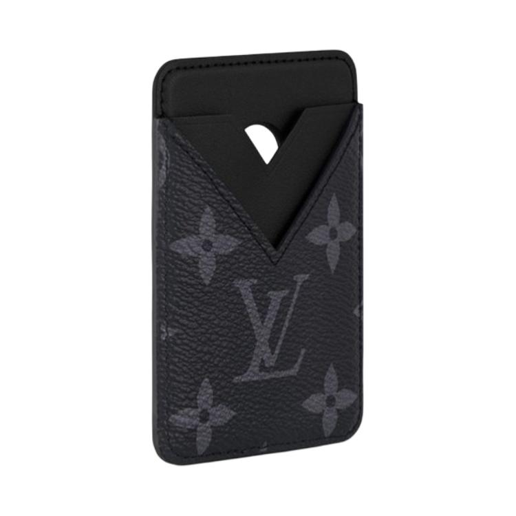 Louis Vuitton Magnetic Card Holder Black Monogram Eclipse Canvas Unisex Miscellaneous M12602