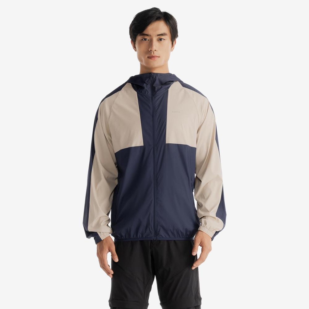 DECATHLON HELIUM 550 Color Blocking Design Sun Protection Casual Long Sleeve Hooded Jacket Men's Grey Blue