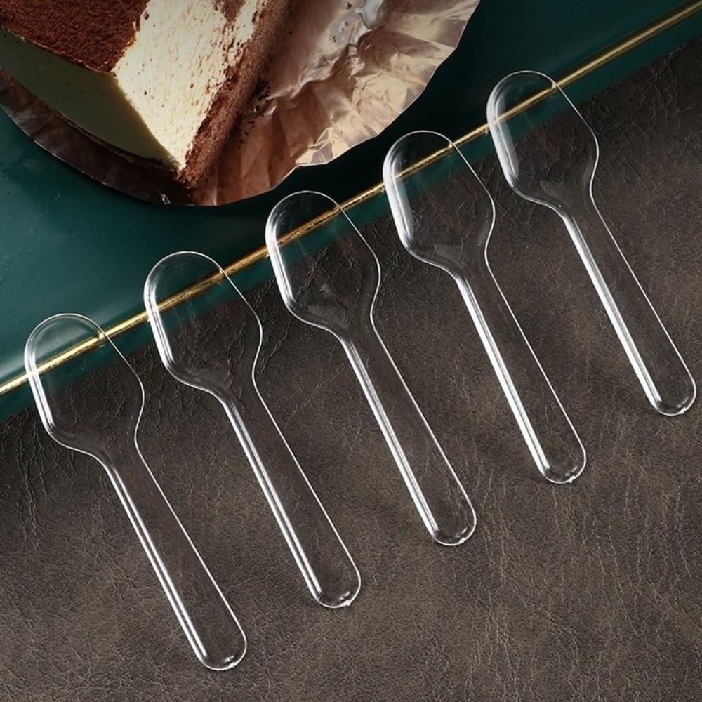 500pcs Disposable Disposable Plastic Spoons Clear Dessert Cake Scoop Tableware