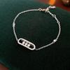 Collana Ellittica Vuota e Scorrevole in Zircone - Lussuosa, Stile Minimalista, Bracciale Raffinato, Di Fascia Alta, Alla Moda.