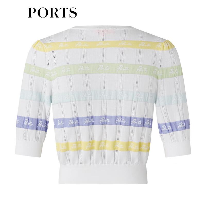 Ports Women's Striped Knit Short Cardigan
