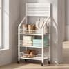Space-Saving Rolling Cart with Hooks Freestanding Storage Sturdy