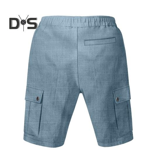Pantaloni scurți pentru bărbați, culoare uni, pantaloni scurți cargo cu picior largi, cu buzunare, cu talie elastică, cu șnur, pantaloni scurți de plajă, îmbrăcăminte pentru timpul liber pentru călătorii