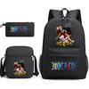One Piece Luffy Anime Print Student Backpack Set 3 In 1 School Bag for Boys Girls with Pencil Case Tote Shoulder Bag