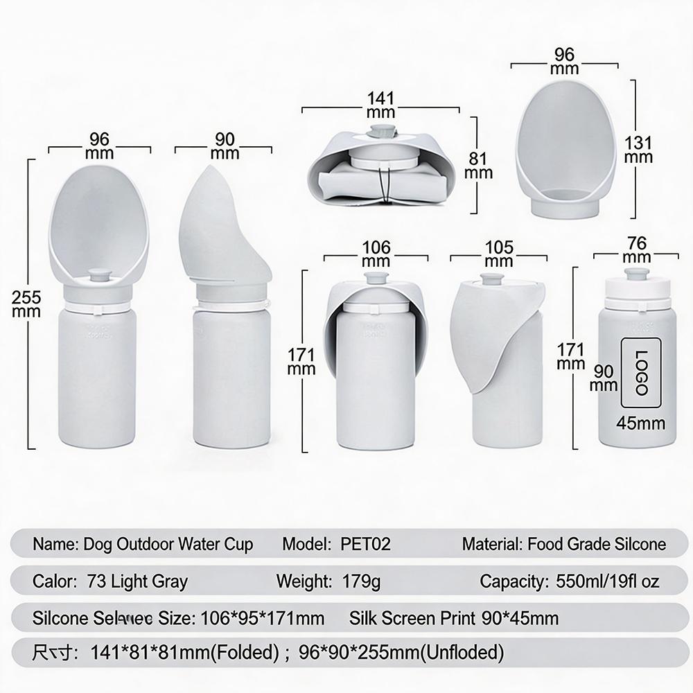 550ml Portable Silicone Pet Water Bottle Outdoor Travel Foldable Leak Proof Dog and Cat Water Bottle Bowl Water Dispenser