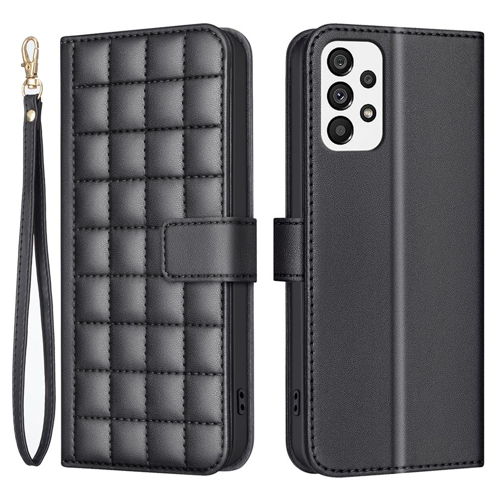 

For Samsung Galaxy A33 5G Case with Strap Leather Phone Cover Black