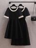 Plus Size Hepburn-Style Little Black Dress - Summer Short-Sleeved, Waist-Slimming, Belly-Covering Design for Women