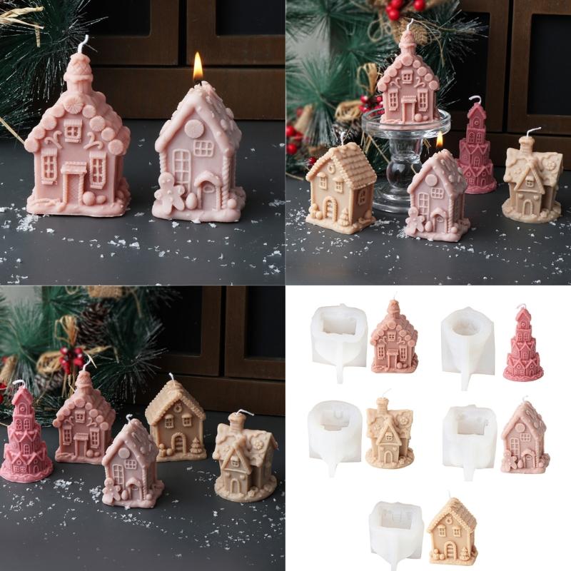 Silicone Moulds House Shape Candle Molds Ornament Christmas House Castings Molds Plaster Molds Epoxy Resin Molds