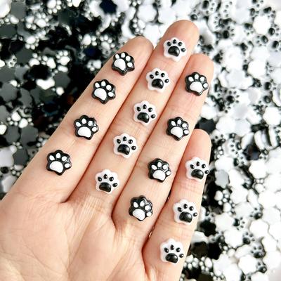 New Black and White Cute Luminous Glossy Cat Paw Nail Art Resin Nail DIY Cream Glue Hair Clip Accessories Wholesale