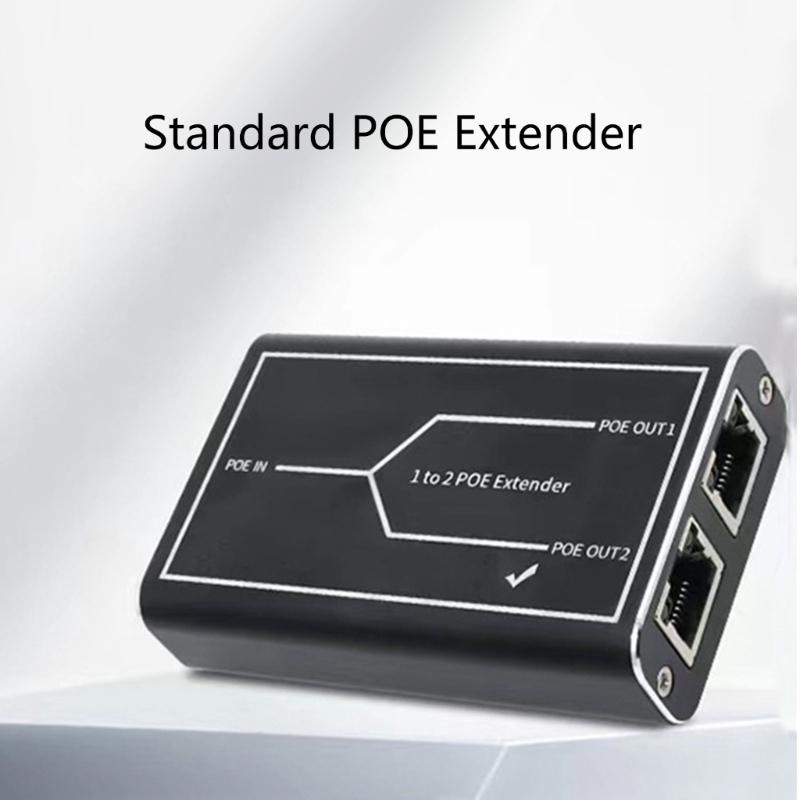 RJ45 Ethernet PoE Extender, 100Mbps Networking Repeaters for Outdoor IP Cameras,100m Ranges Extension 1PoE In 2PoE Out