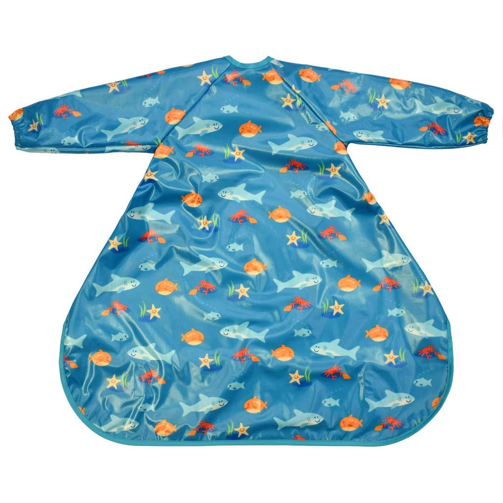 Meal Machine Baby Meal Long Sleeve Sea Creature [Vivetta] Apron, Washable, Food, Apron, Wipe-Easy, Coverall, Bib, Tablecloth, Turquoise,