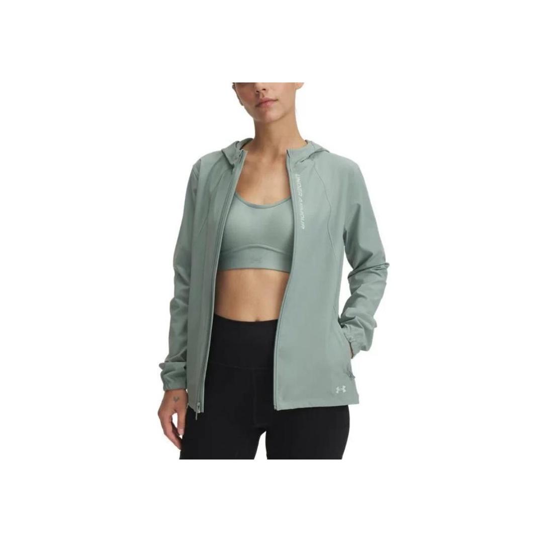 

Under Armour SS25 Out The Storm Series Letter Print Casual Hooded Long Sleeve Jacket Women jackets Lime-Green 1377043-348 M