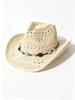 Spot Hollow Woven Beaded Accessories Western Cowboy Hat Cowboy Hat European and American Vacation Sunscreen Straw Hat