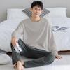 Men's Plus Size Pure Cotton Long-Sleeve Pajamas - Spring & Autumn Style for All Ages