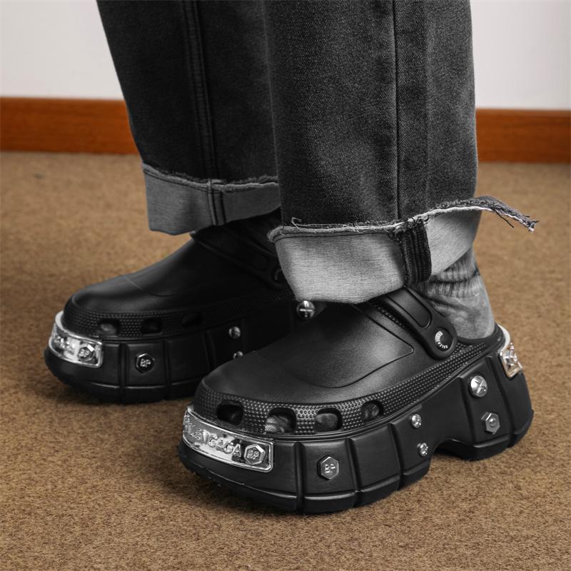 Sommar Dam-/herrtofflor med tjock sula i EVA, Trädgårdsskor med tjock sula i metall