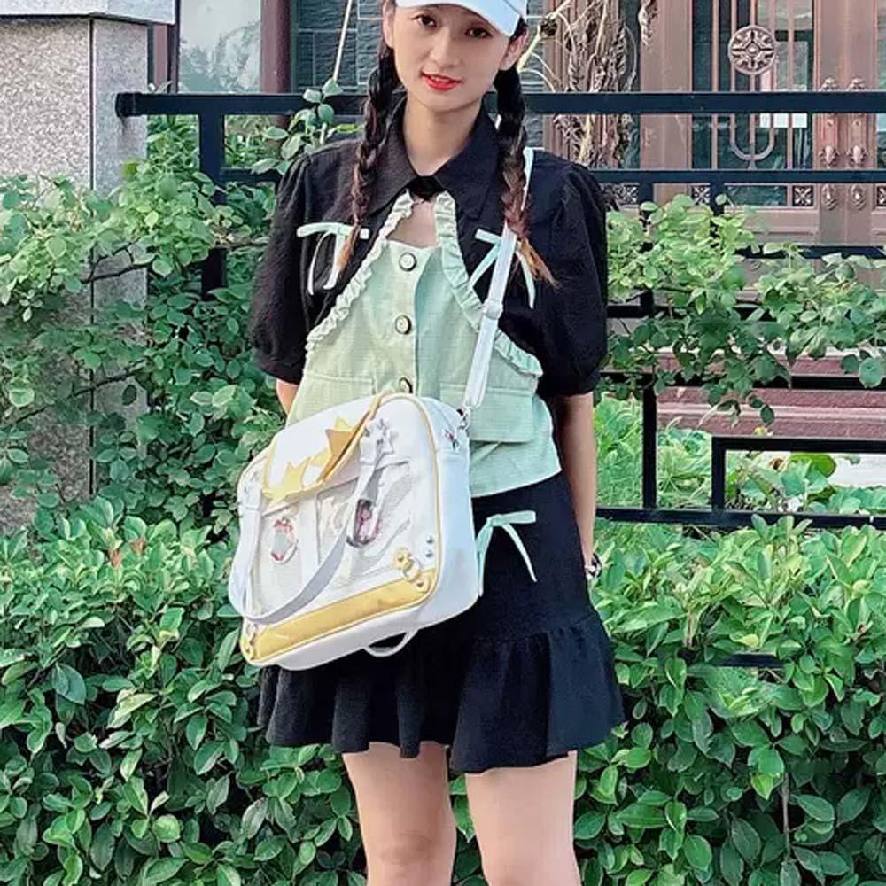 PU-Leder Goth Transparente Tasche PVC Y2K Anime Displaytasche Umhänge-Ita-Tasche Täglich