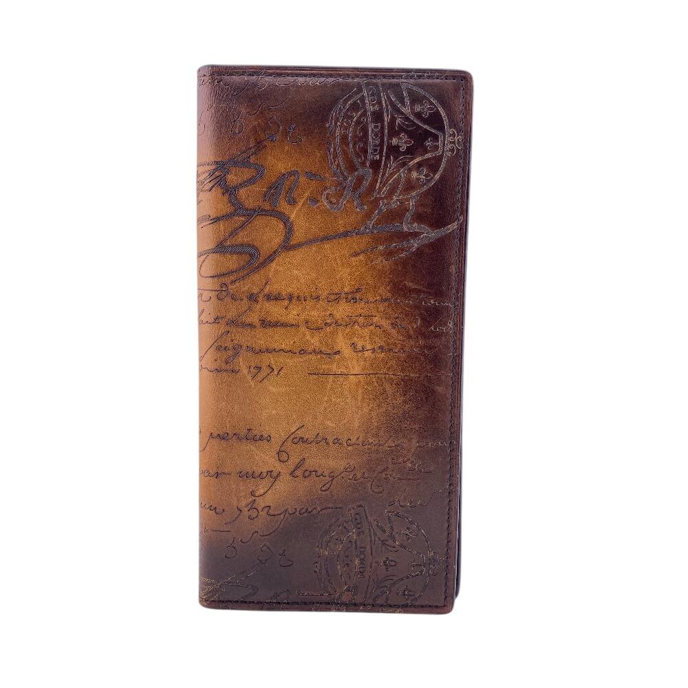 Berluti scritto leather Calligraphy leather Santal Purse Brown leather mens Used