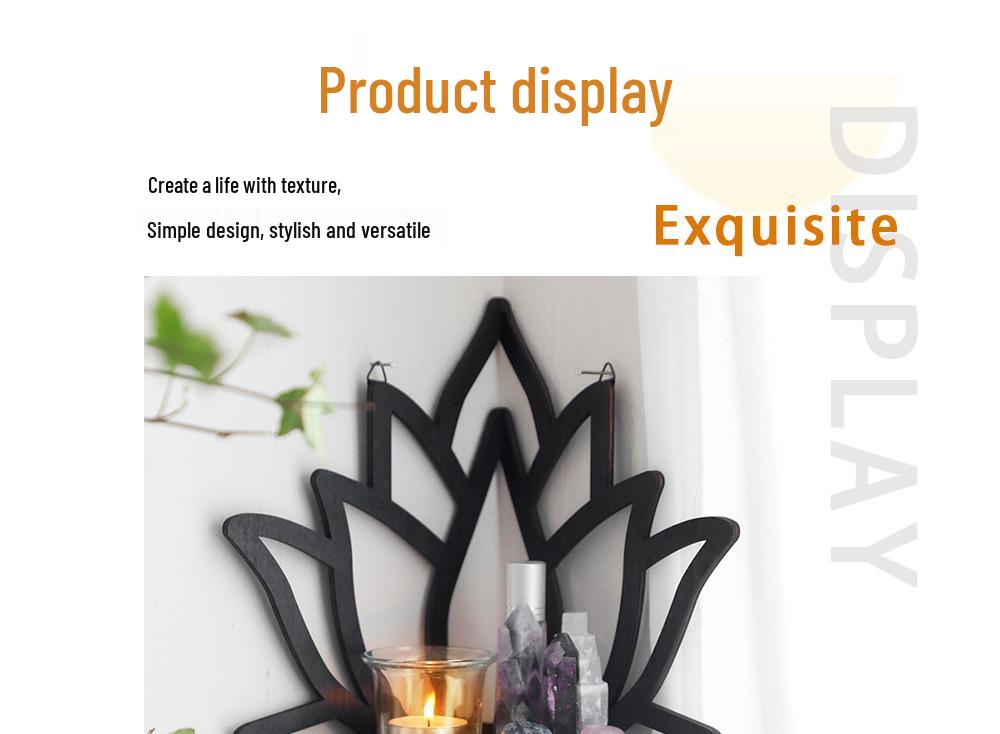 Wooden Lotus Hollow Crystal Storage Shelf - Home Wall Ornament Decoration
