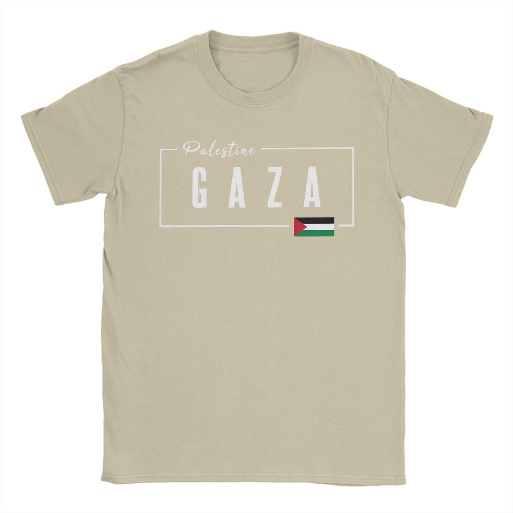 Gaza Palestine Flag T Shirts Men's Pure Cotton Novelty T-Shirt Round Collar Tee Shirt Short Sleeve Clothing Gift Idea