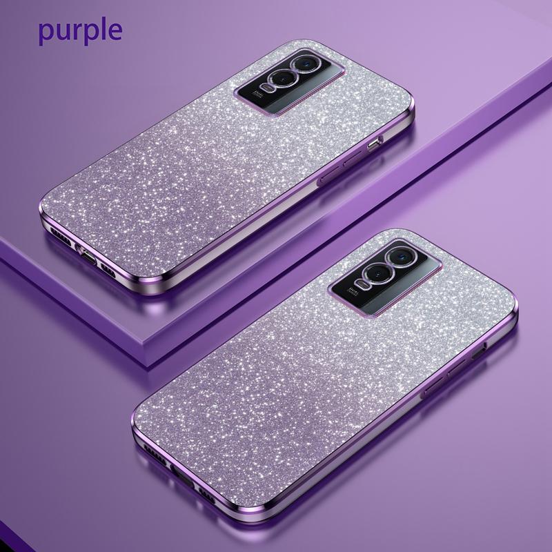 For VIVO Y76 5G Y76S Luxury Electroplated Glitter Phone Case For Vivo Y76 5G Case shockproof Clear Soft Back Protective Cover
