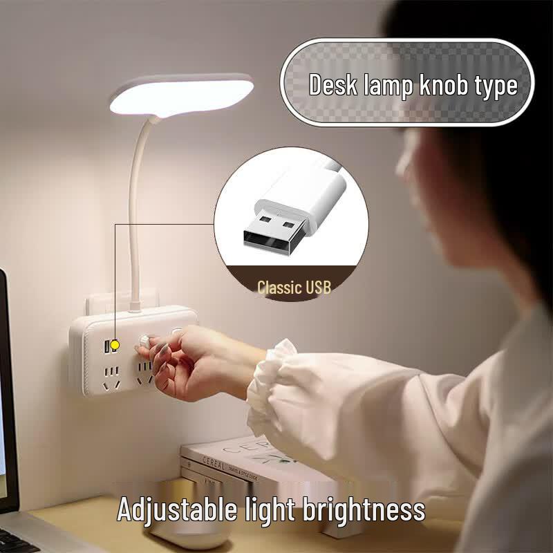 LED Desk Lamp Smart Power Strip with USB and Night Light CN plug (adapter included)