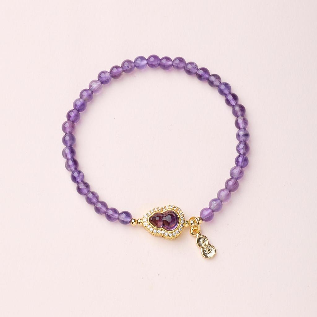 Xiaohongshu Natural 8MM Amethyst Bracelet - Elegant Purple Lavender Beaded Design for Women