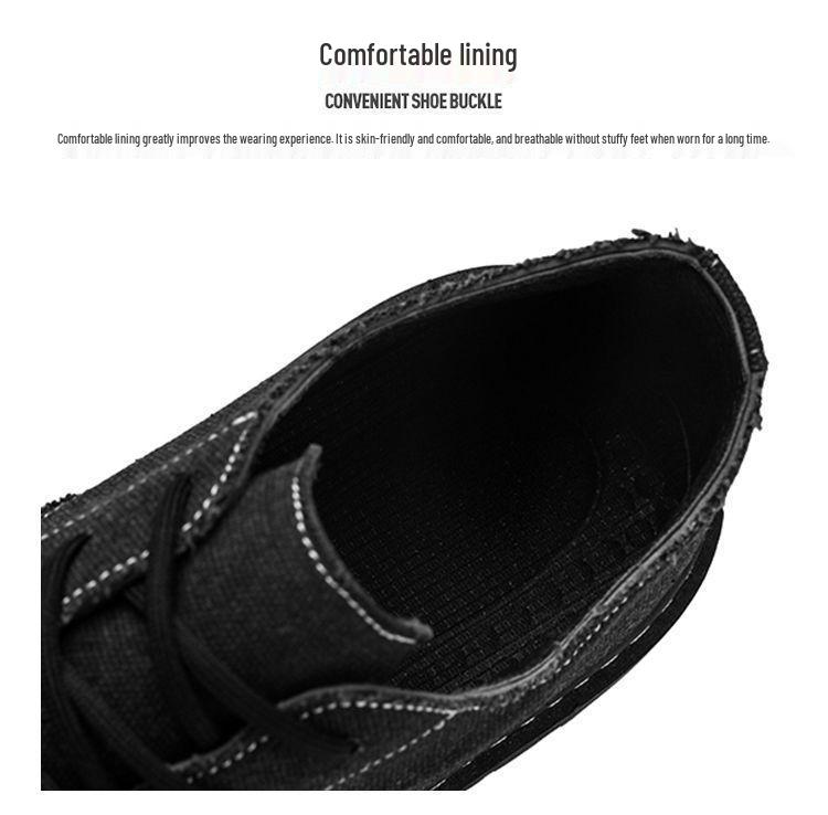 Men's Breathable Canvas Skate Shoes - Versatile Casual Design with Thick Sole and Height Boost