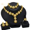Dubai Jewelry 24k Gold Plated Bridal Jewelry Set Necklace Earrings Middle East Dubai Gold Wedding Jewelry Four-piece Set