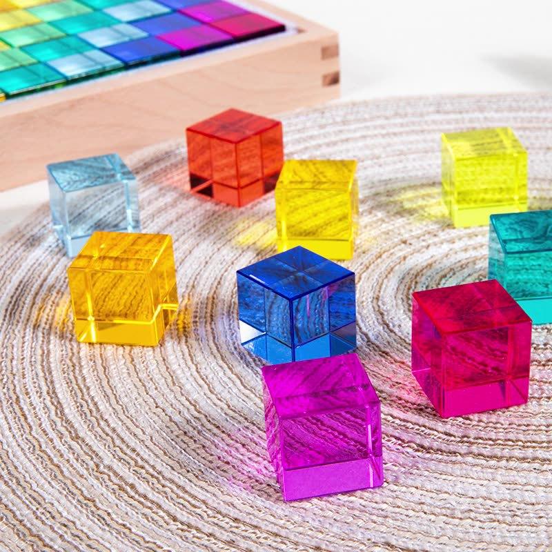 20 sztuk Wysokoprzezroczyste Sześciany Akrylowe Klocki do Układania Dzieci Montessori Zabawki Sensoryczne Zabawa Otwarta Półprzezroczyste Sześcienne Prostopadłościany