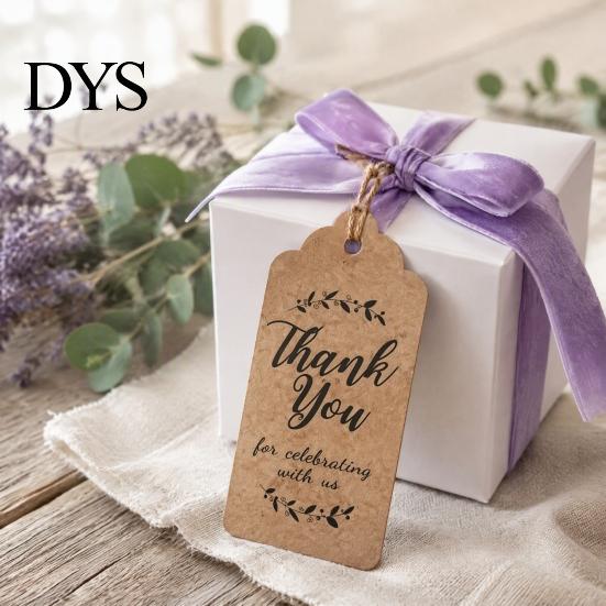 Easy to Use Hang Tags with String 100Pcs Paper Thank You String, Rectangular Gift Tags, Pre-Punched Sturdy Cardstock for Presents Hole Hanging Wedding