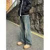 Retro Blaue Jeans Herren Große Größen Hosen Amerikanischer High Street Locker Gerades Bein Bootcut Hosen