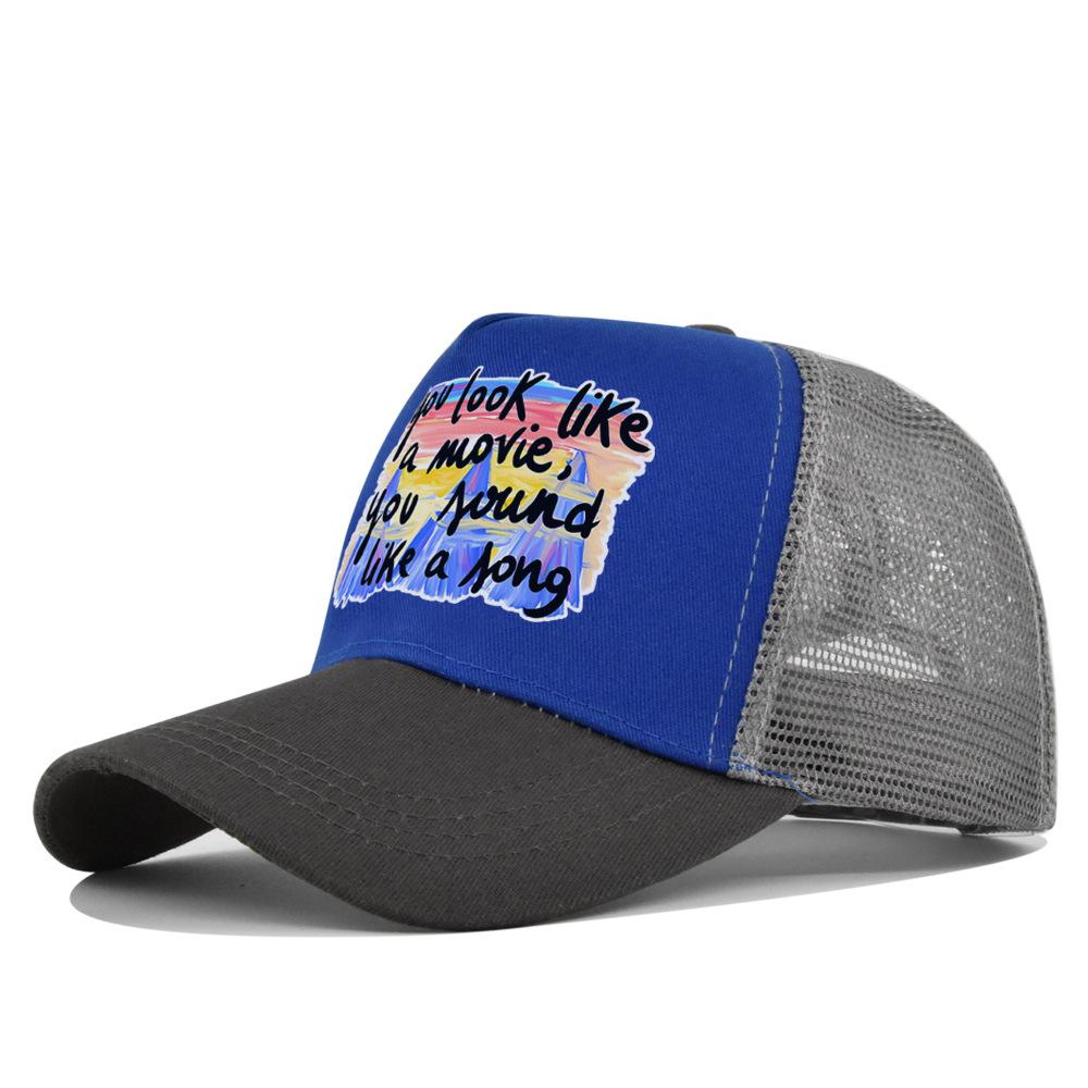 Summertime Printed Cap Letter Mesh Breathable Hat Women Men Baseball Cap Sunshade Outdoor Sports Cycling Travel Sun Hat Dad Hat