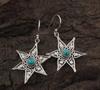 Solid 925 Sterling Silver Turquoise Round Gemstone Boho Designer Dangler Earring Charm Jewelry Gift For Her