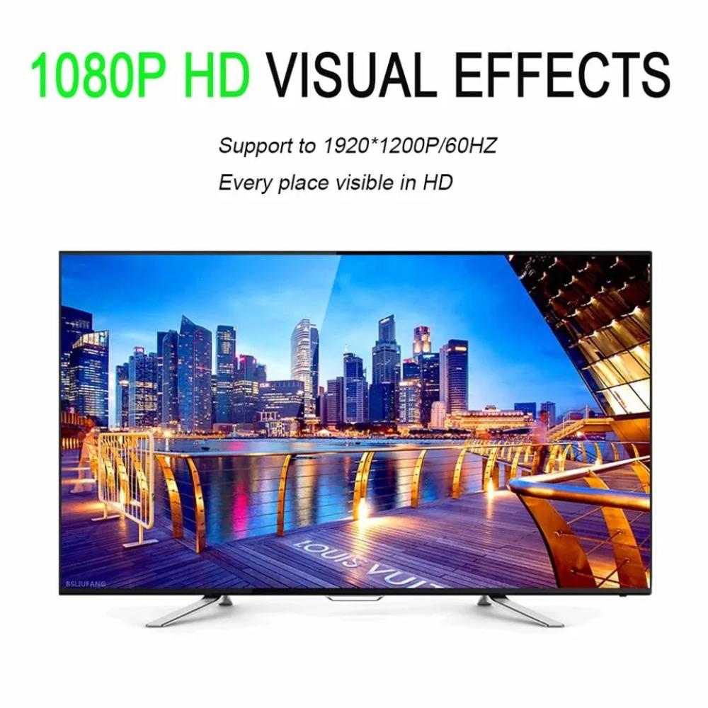Hdmi-kompatibel VGA-kabelkonverter, hann- til hunn-adapter, 3,5 mm jack, lyd, HD 1080p for PC, bærbar PC, nettbrett