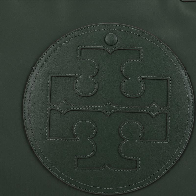 Tory Burch Ella Logo Magnetic Closure Fabric And Faux Leather Tote Bag Women Tote Bags Basil-Green 87116-312