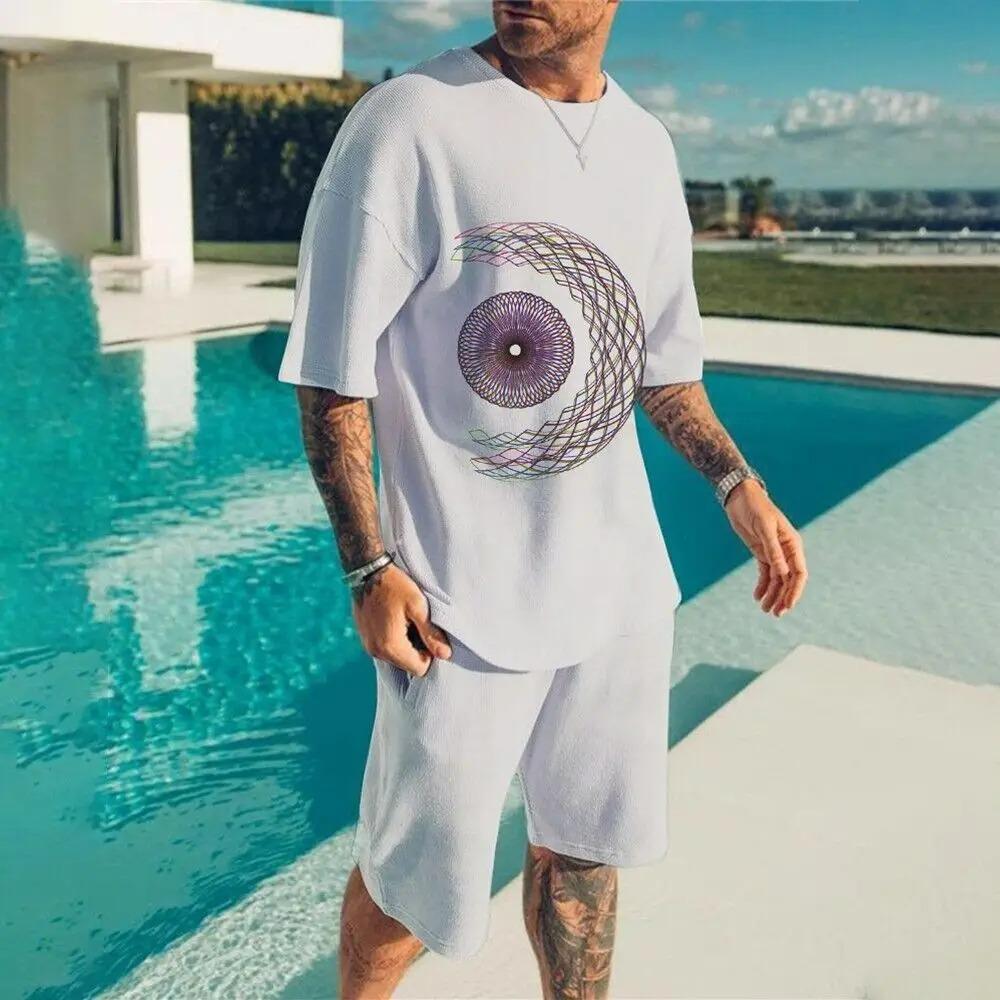 Summer Demon OX Smiling Face Pattern Men's Shorts Sets Casual Street T Shirts+Shorts 2PCS Outfits 3D Print O-Neck Tracksuit Suit