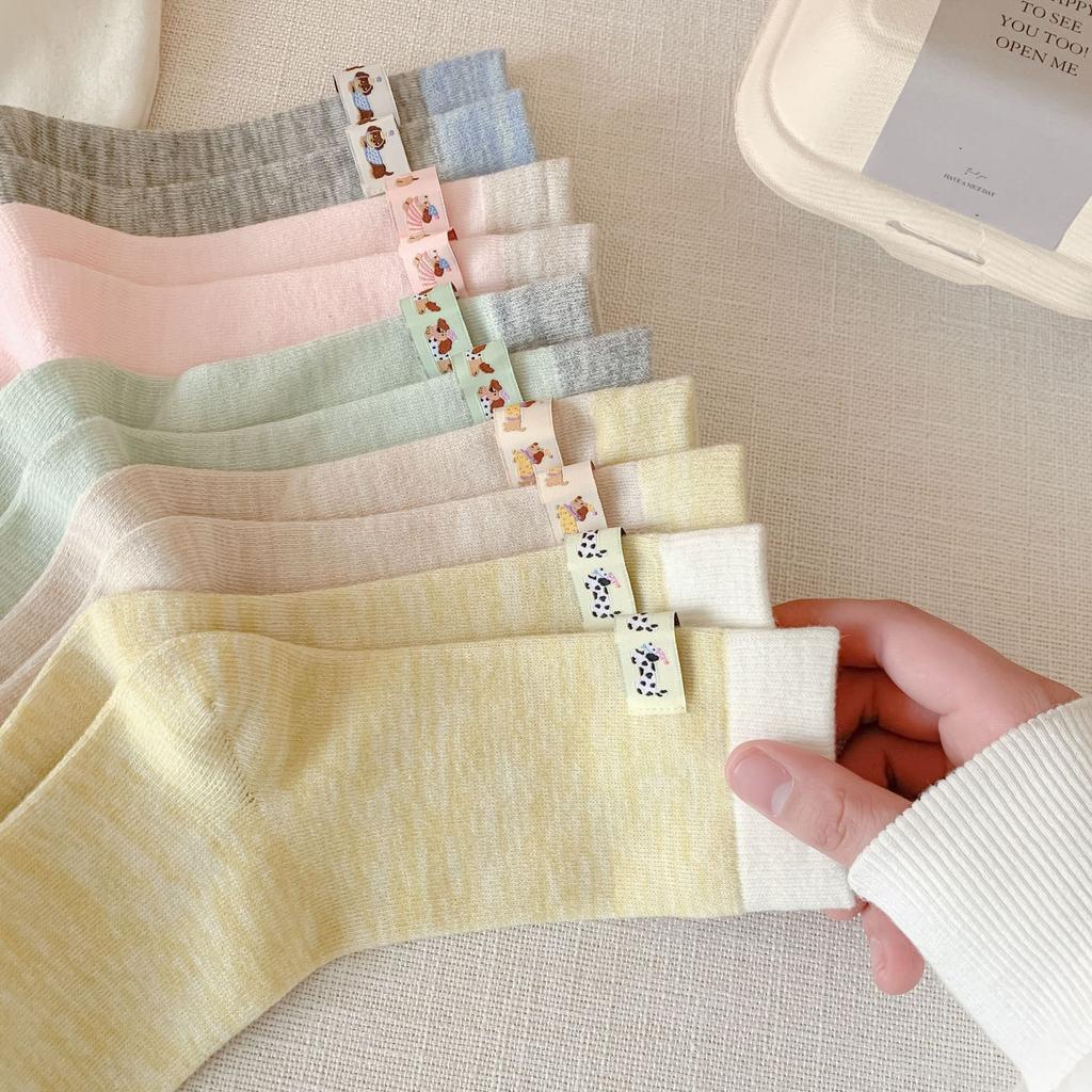 Socks Girls Are Cute Dachshund Puppies, Cloth Labels, Medium Socks, Trendy Color-Blocking Cartoon Girls, Piles Of Socks