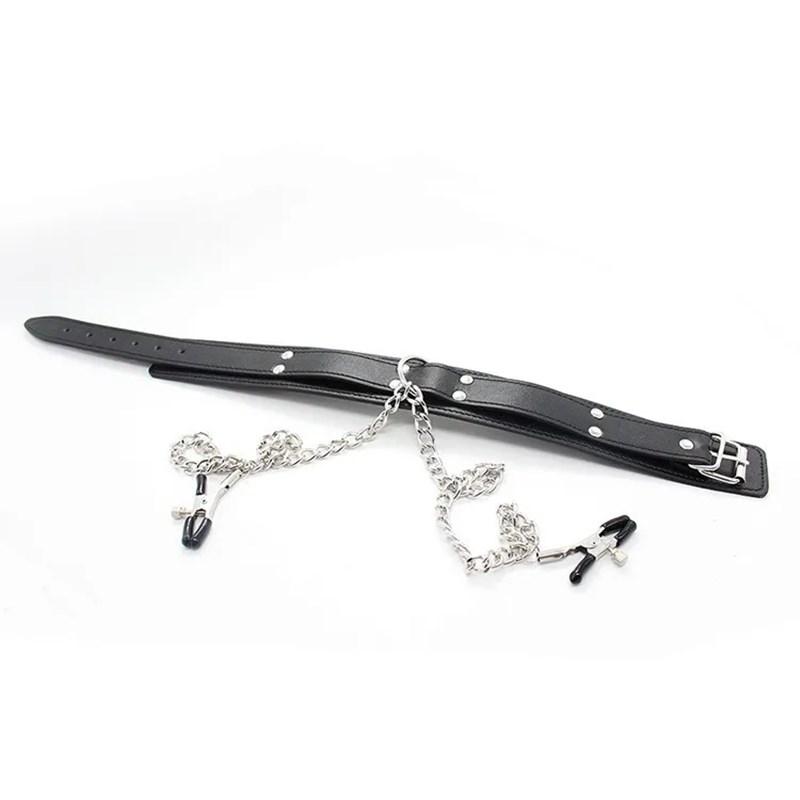 Adult Sex Toys Bondage Nipple Breast Clip Leather Fetish Collar for Women Hot Erotic Toys Sex Slavery BDSM Sex Toys for Couples