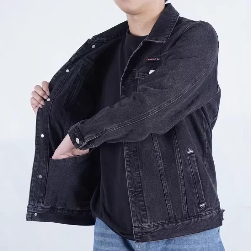 

Мужская модная джинсовая куртка с множеством карманов: Повседневная рабочая одежда с лацканами на весну и осень, доступны большие размеры. M (Recommended 45-55kg)