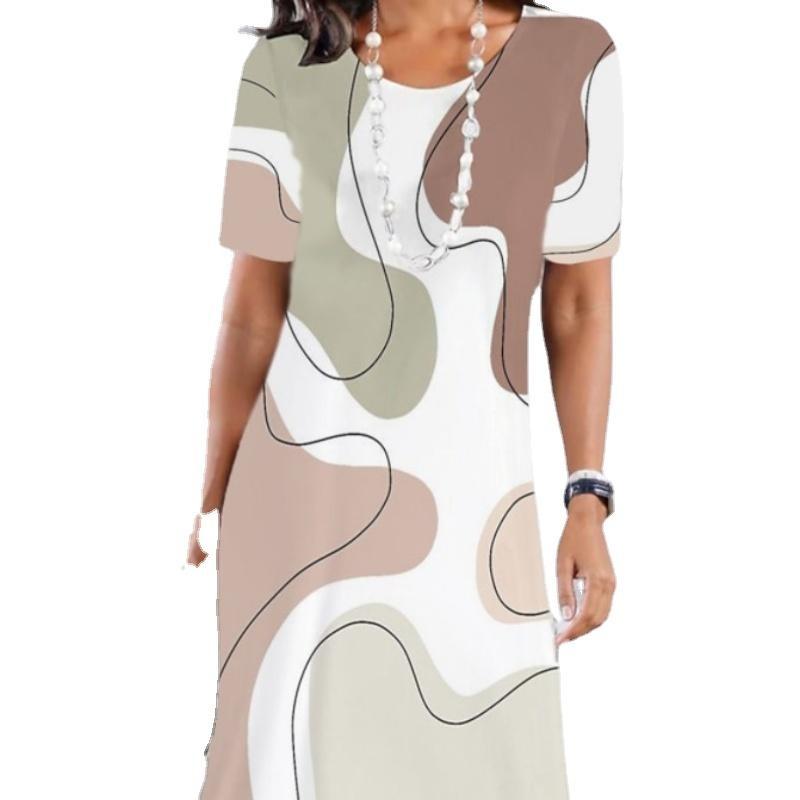 EastRogue  Women's Fashion Summer Spring Short Sleeve O-Neck Casual Dresses
