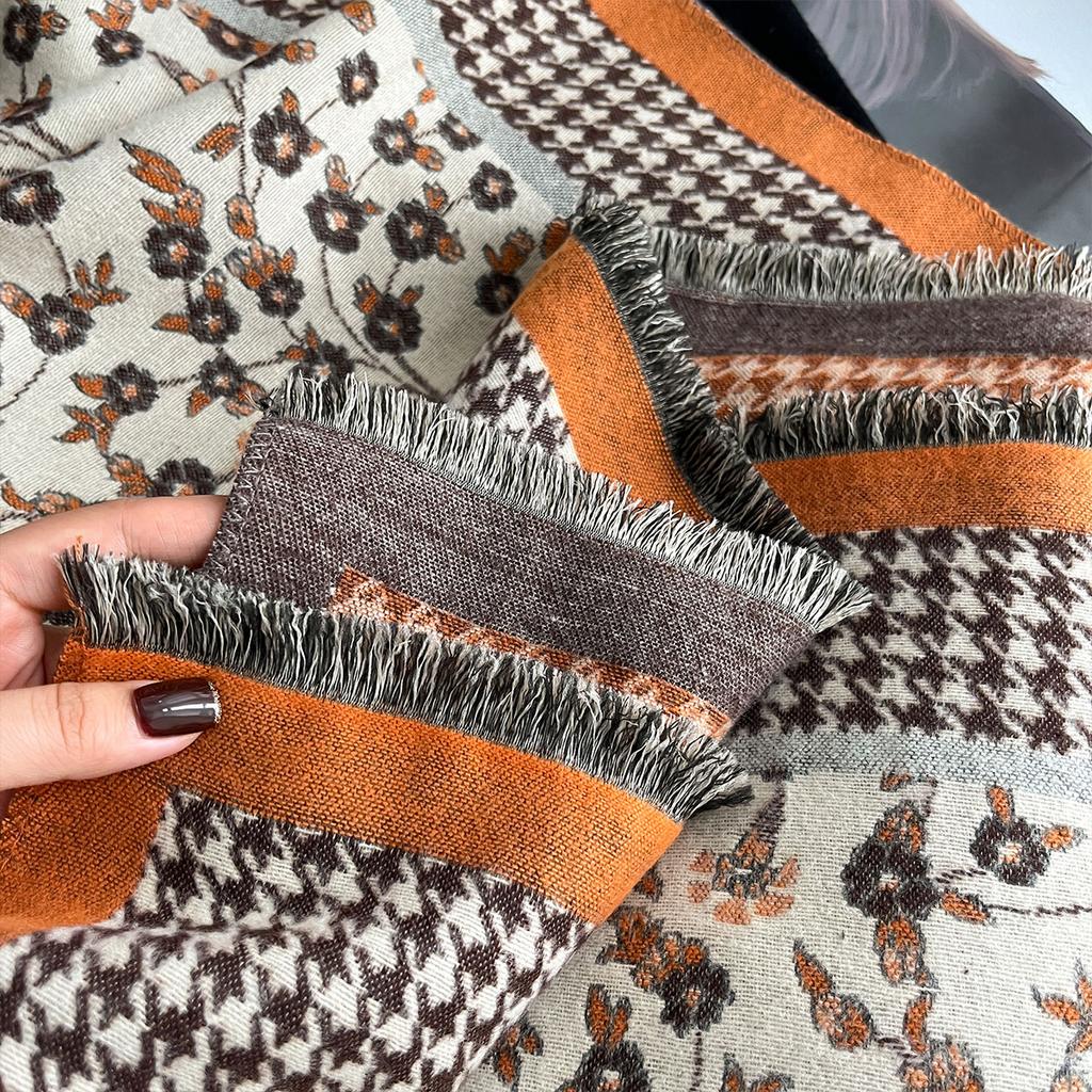 Winter Cashmere Scarf For Women Floral Shawl Wrap Female Pashmina Luxury Poncho Thick Blanket Warm Bufanda Echarpe Femme