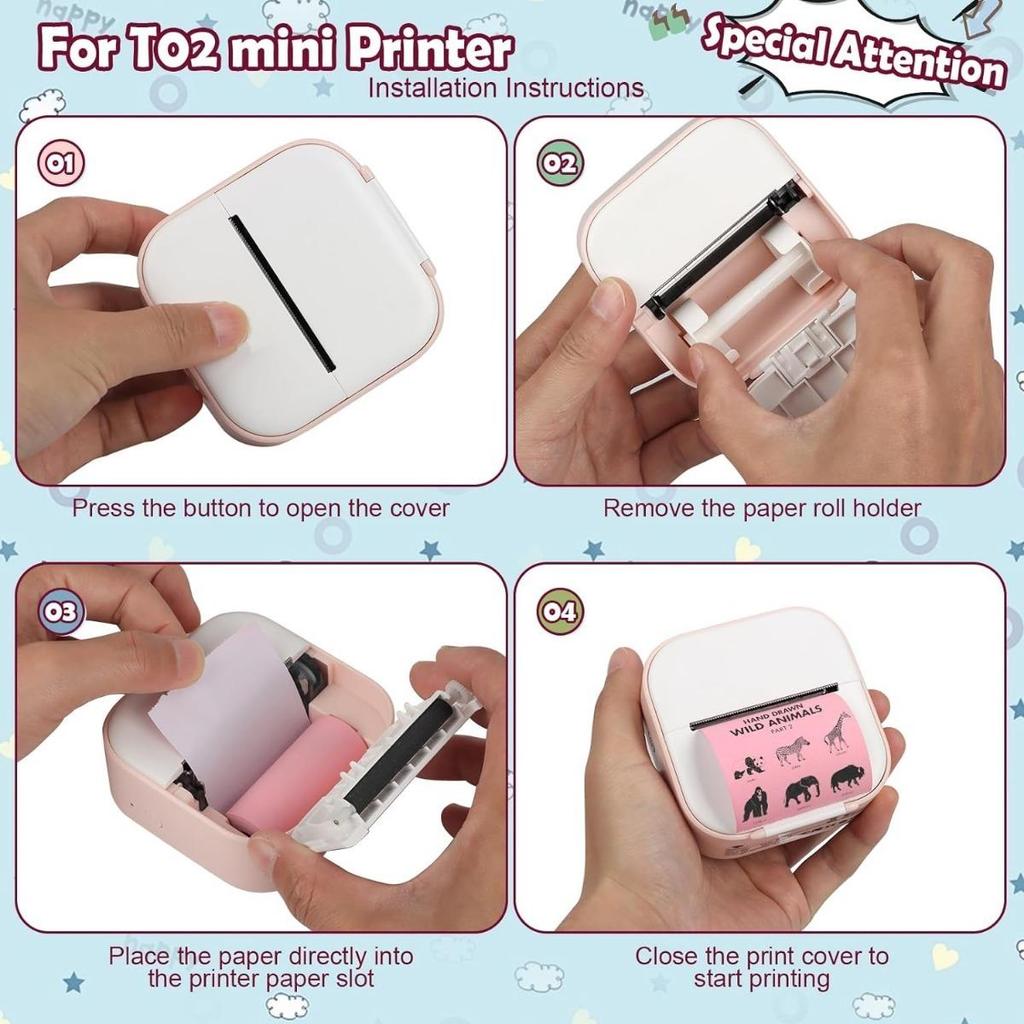 57mm Mini Thermal Printer Stickers Paper, Multicolor Mini Printer Sticker Paper, Photo Printer Labels Paper, For M02/T02, Kids Instant Camera