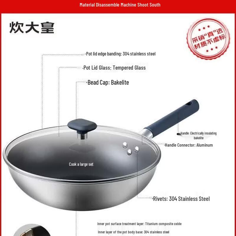 Chui Da Huang 30cm Titanium Alloy Non-Stick Wok