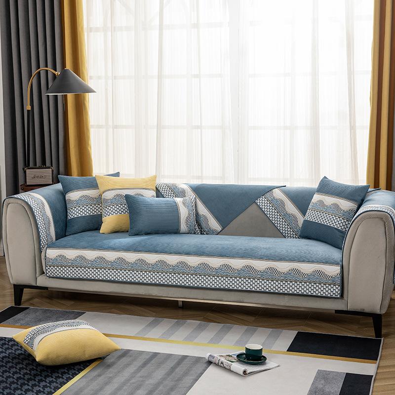 

Сплошной цвет, новая плюшевая подушка для дивана, универсальная простая современная нескользящая подушка для сидения, кожаный чехол для дивана, полотенце 70*70