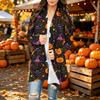 Damen Trendy Halloween-Print Langarm-Strickjacke Pullover für Lässige Herbstmode