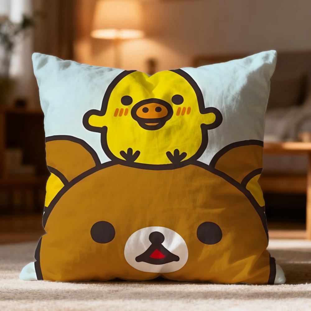 Fashion R-RRilakkuma Cushion Cover Soft Washable Pillow Case Multi-Scene for Couch Bed Travel Office Use