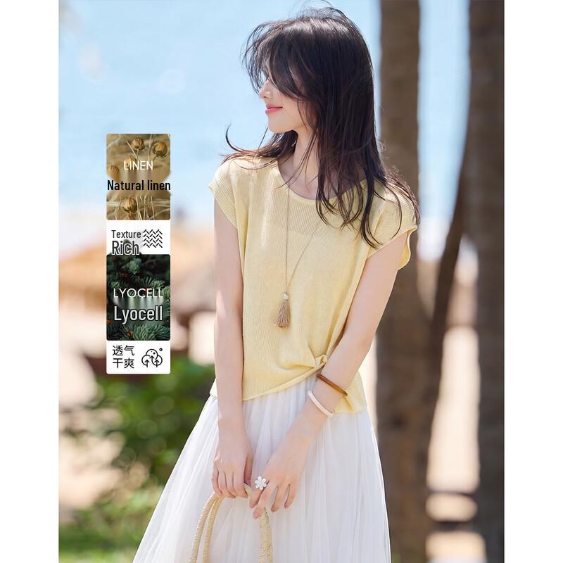 Lanjing Tencel Linen Irregular Knitted Top S
