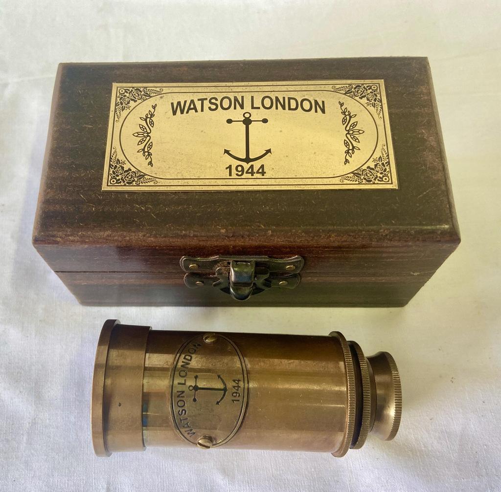 6" Brass or Bronze Tubby Telescope In a Wooden Box
